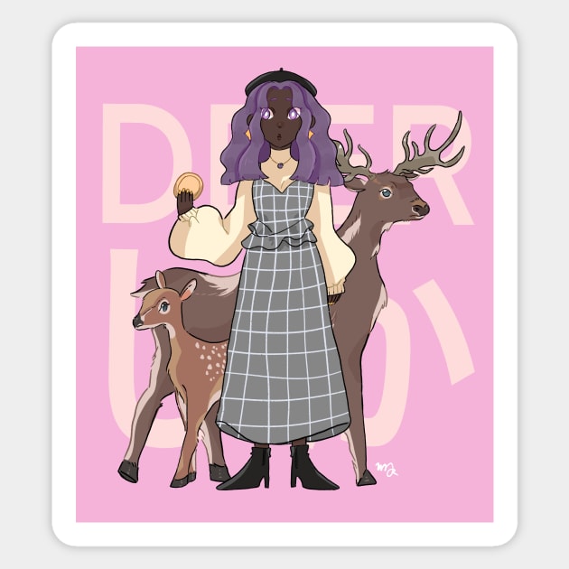 Deer girl Sticker by shootingstarsaver@gmail.com